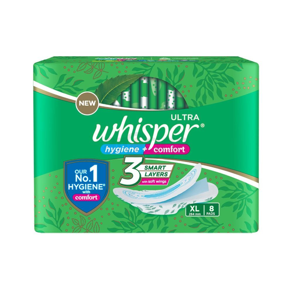 Whisper Ultra Clean Sanitary Pads for Women XL 8 Napkins