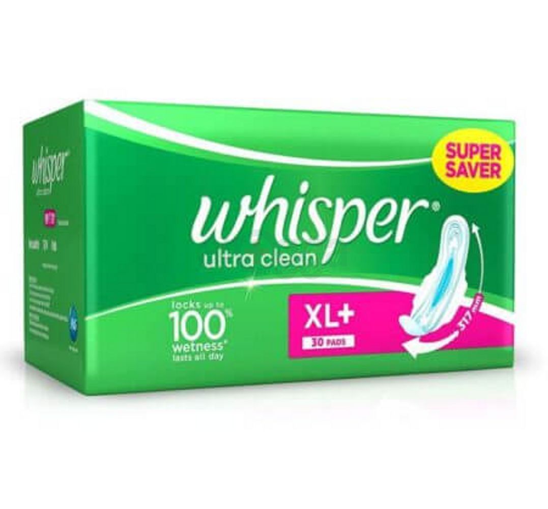 Whisper Ultra Clean Sanitary Pads XL Plus Wings (30pcs)